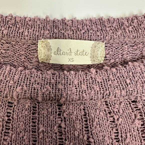 Altar’d State Mauve Ribbed Knit Cropped Sweater -  Textured Pullover - Size XS - Picture 8 of 8